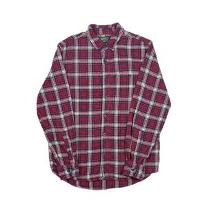 Woolrich Casual Indie Red Cream Blue Plaid Flannel Shirt Men’s Medium